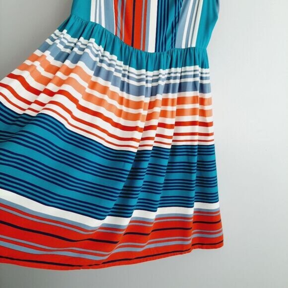 GYPSIES & MOONDUST Stripe Pattern Light Fit & Flare Dress Red White & Blue Sz L - Picture 6 of 15